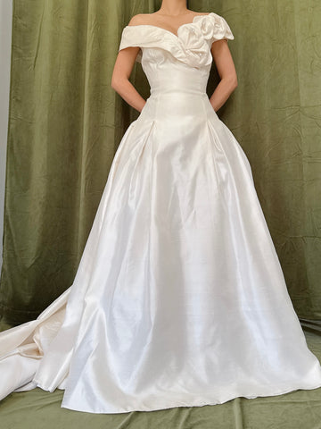 Vintage Silk Calla Lily Gown - M