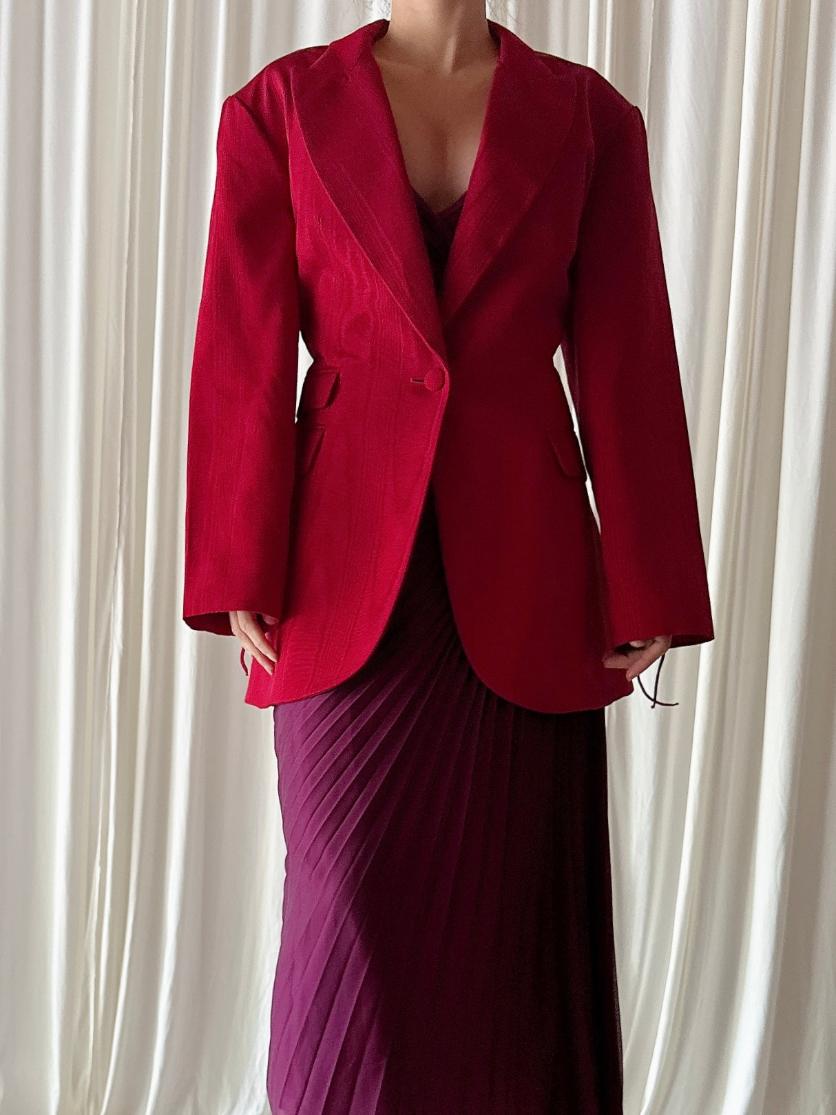 Vintage Nina Ricci Moire Red Jacket - M / 32W