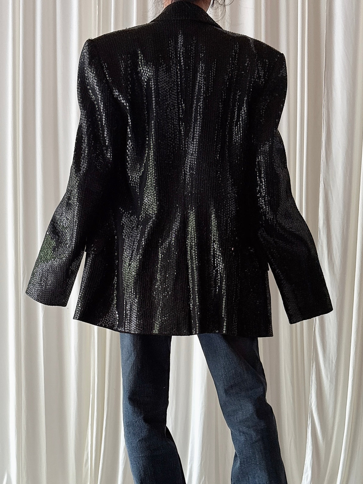 Vintage Jasper Conran Black Sequin Jacket - UK16