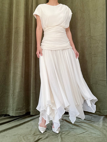 Vintage Handkerchief Hem Dress - S