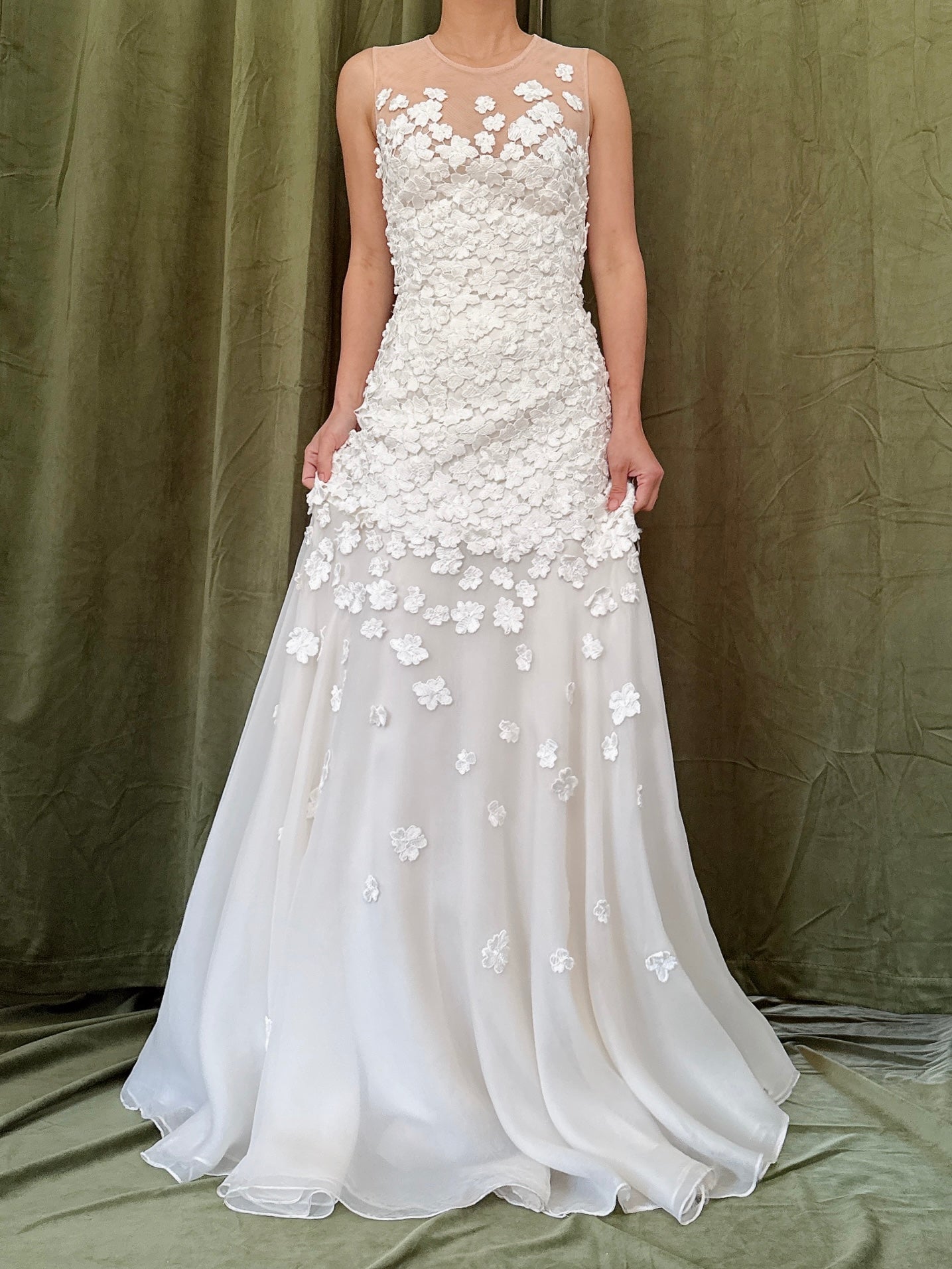 Vintage 3D Flower Silk Organza Dress - XS/2/4