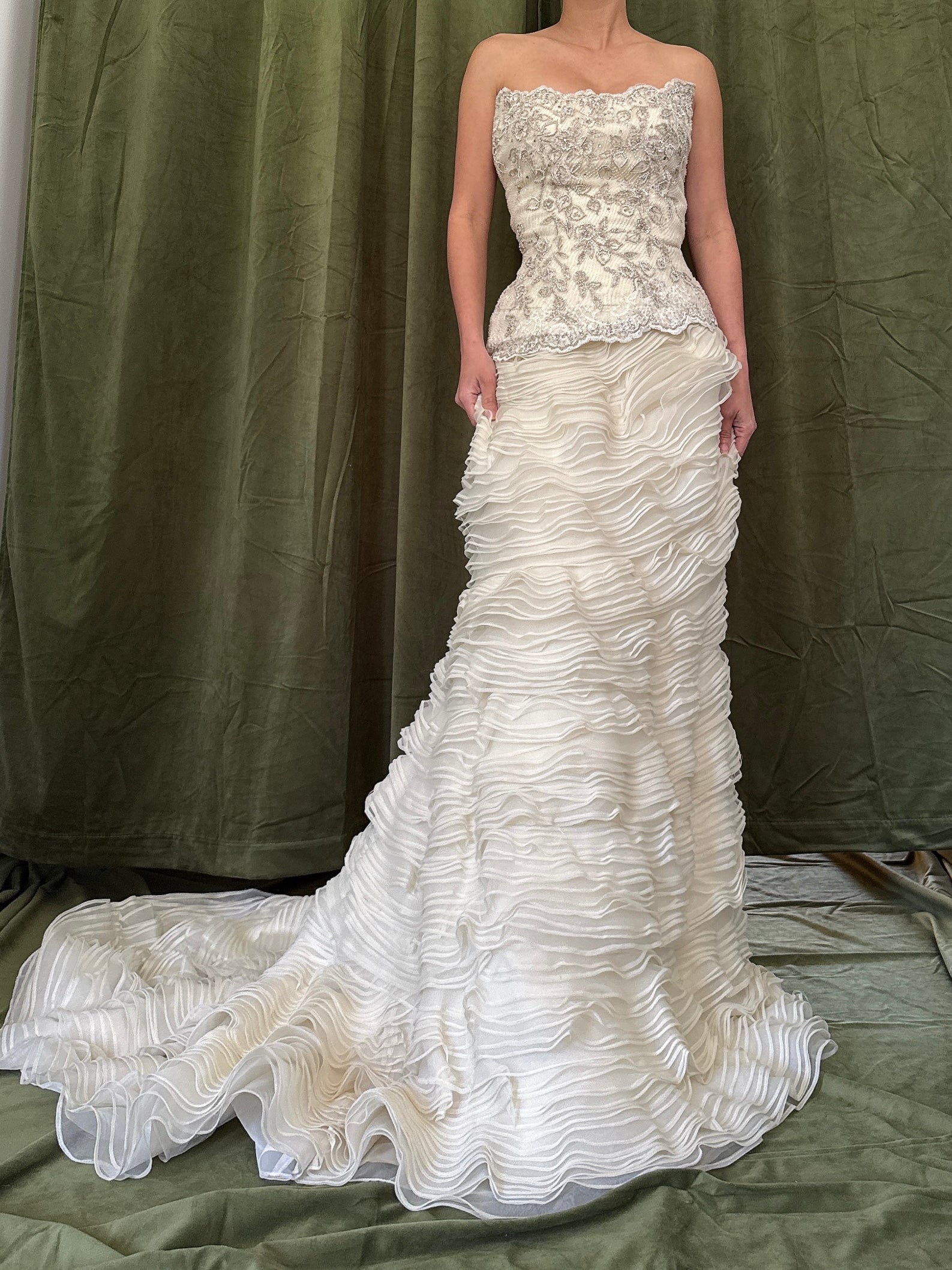 Vintage Ruffle Organza Gown - M