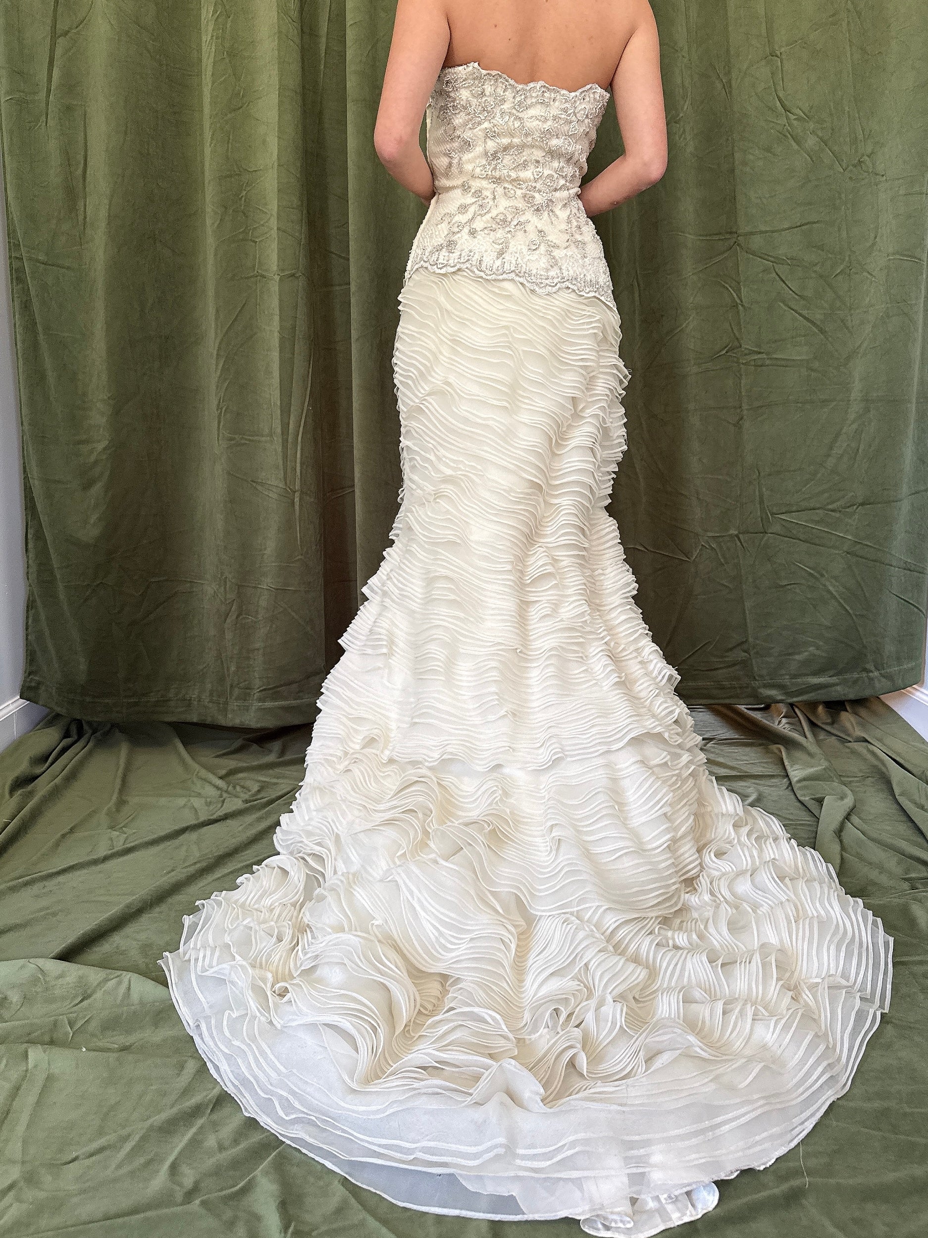 Vintage Ruffle Organza Gown - M