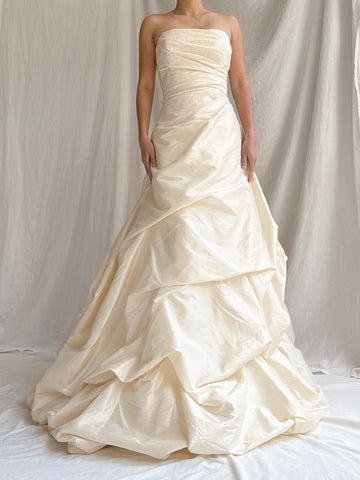 Vintage Van Lear Couture Silk Draped Gown - S 4