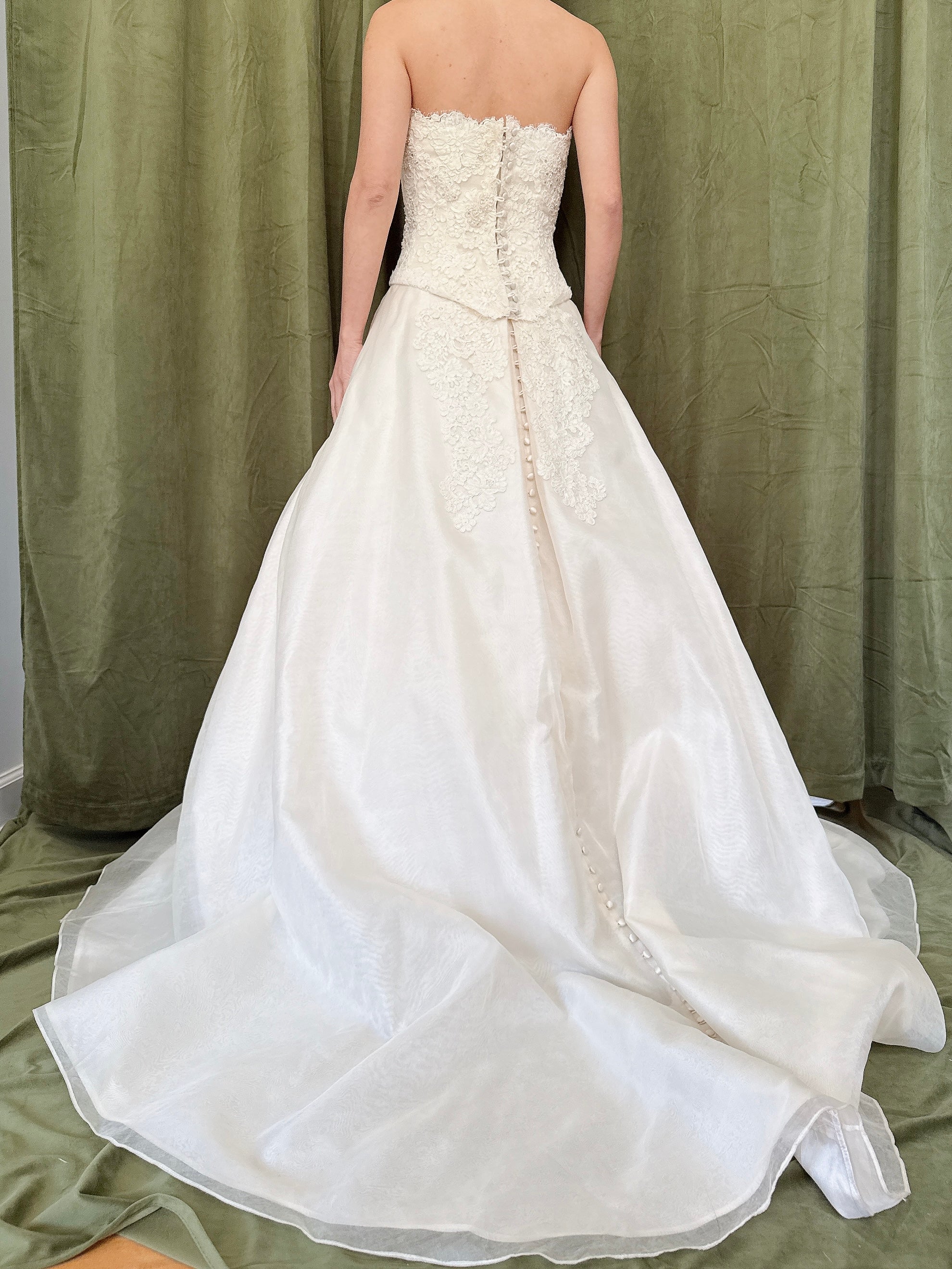 Vintage Silk Organza Lace Bodice Gown - XS/2