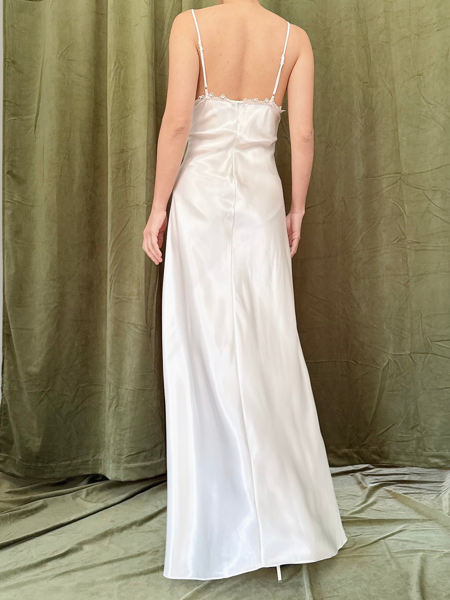 Vintage Front-Split Satin Slip - M