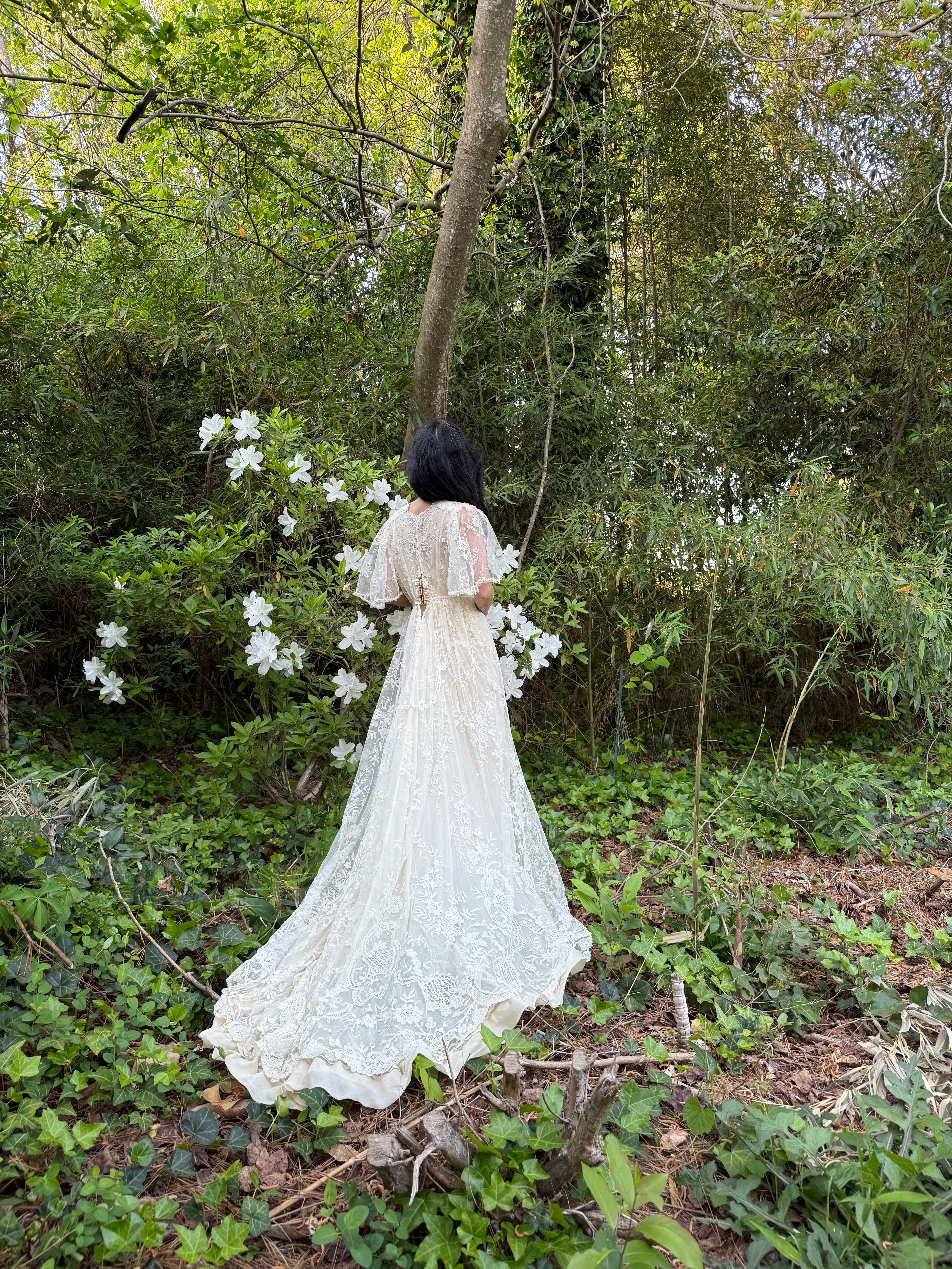 Rare Antique Duchesse Lace Gown - XS