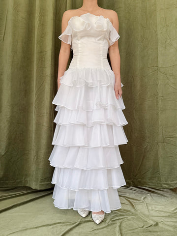 Vintage Strapless Tiered Dress - S/4