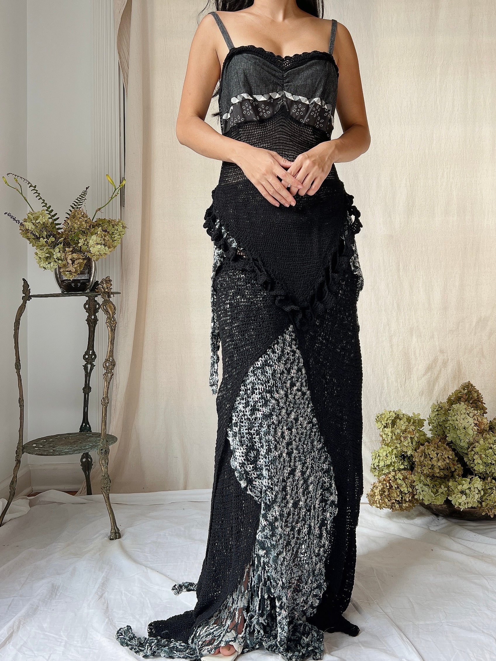 Vintage Handmade Crochet Gown - S