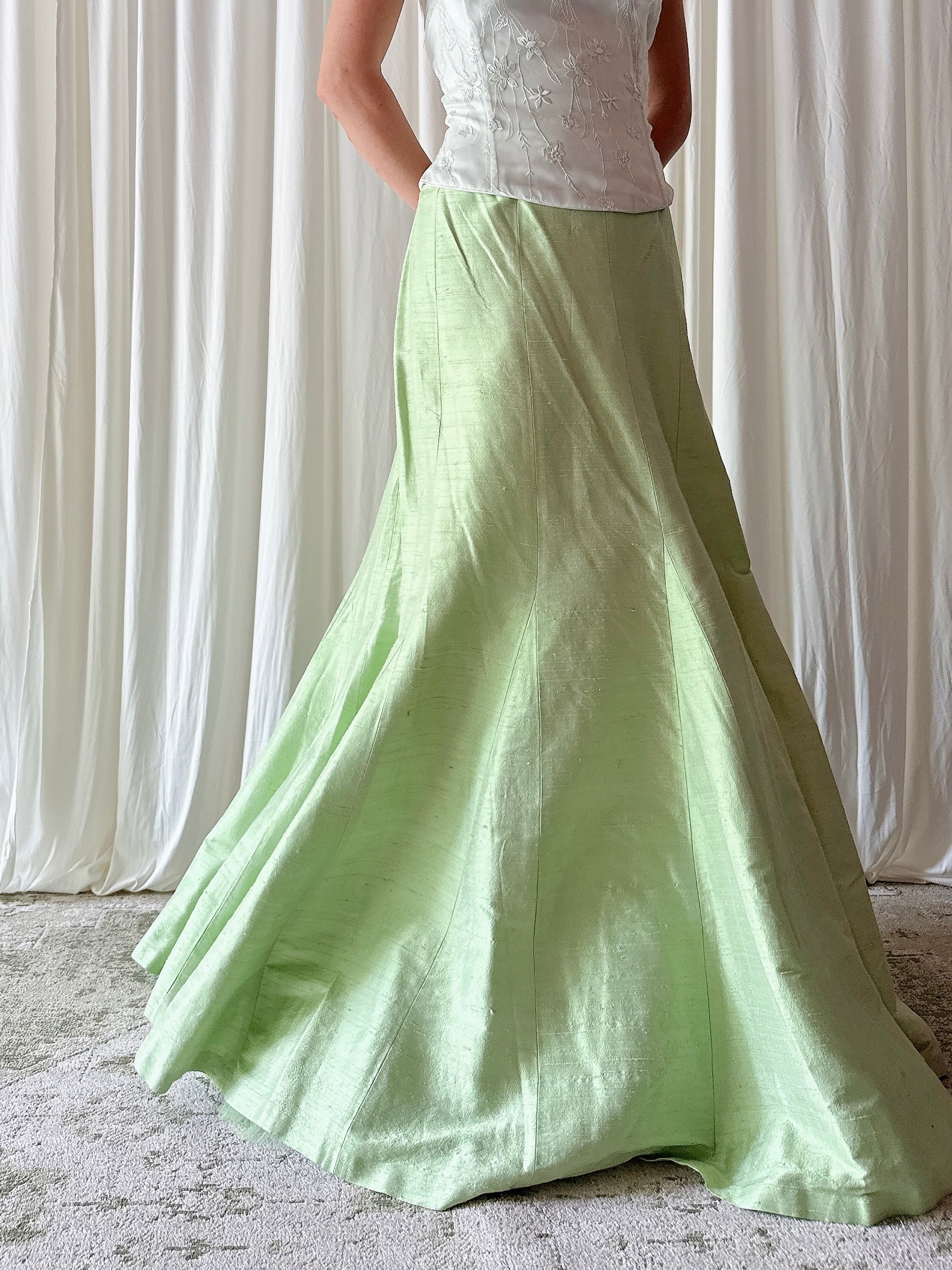 Vintage Paul Vasseur Green Skirt - 30W / Size 42