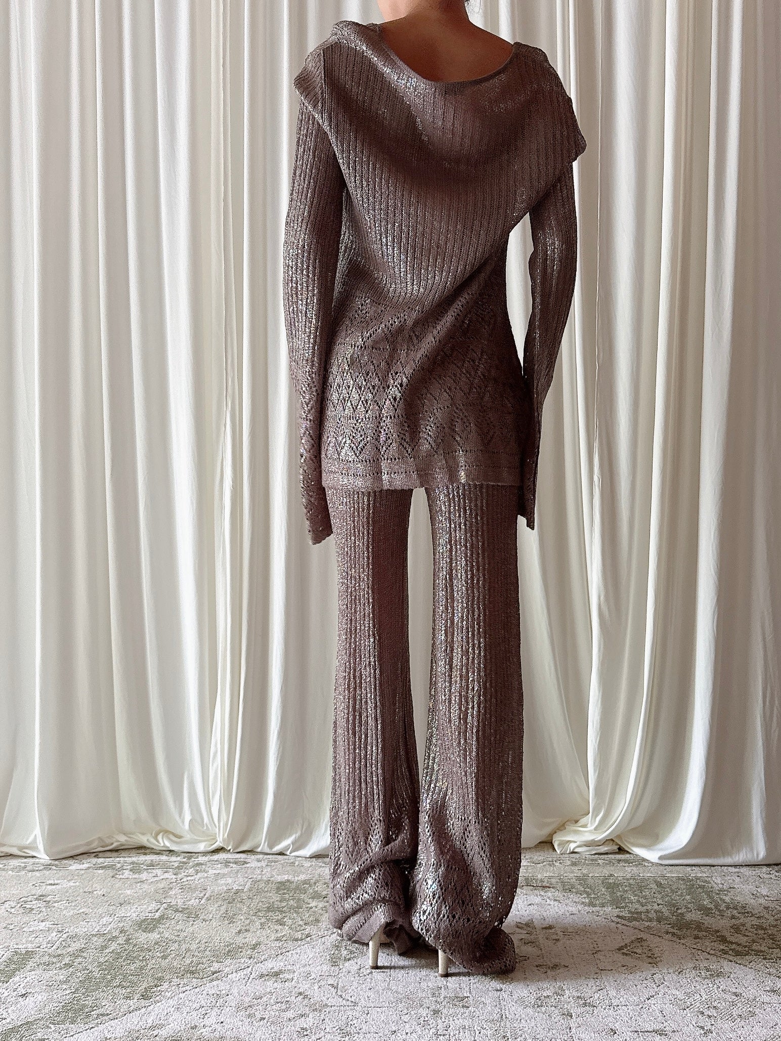 Vintage BJ Knits Taupe 2 Piece Set - L