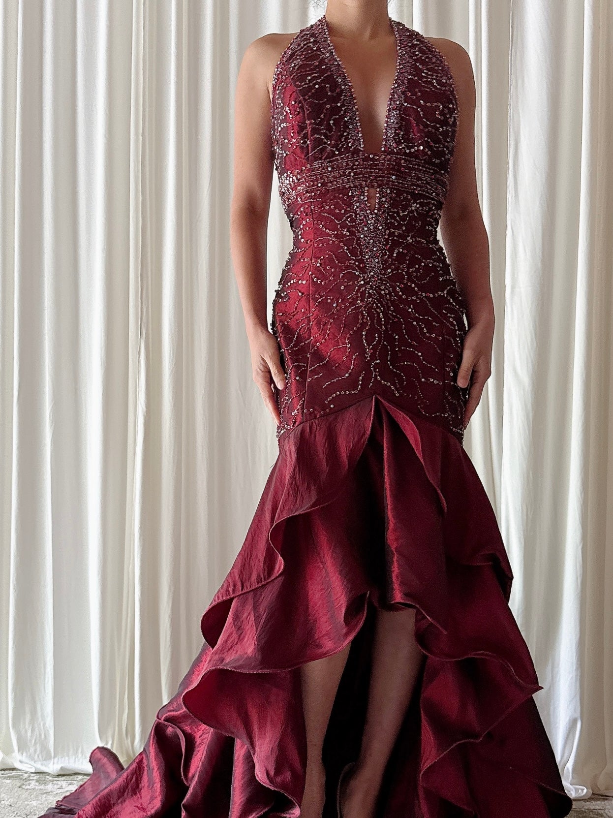 Vintage Alliage Taffeta Ruby Gown - 30W/36B