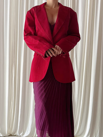 Vintage Nina Ricci Moire Red Jacket - M / 32W