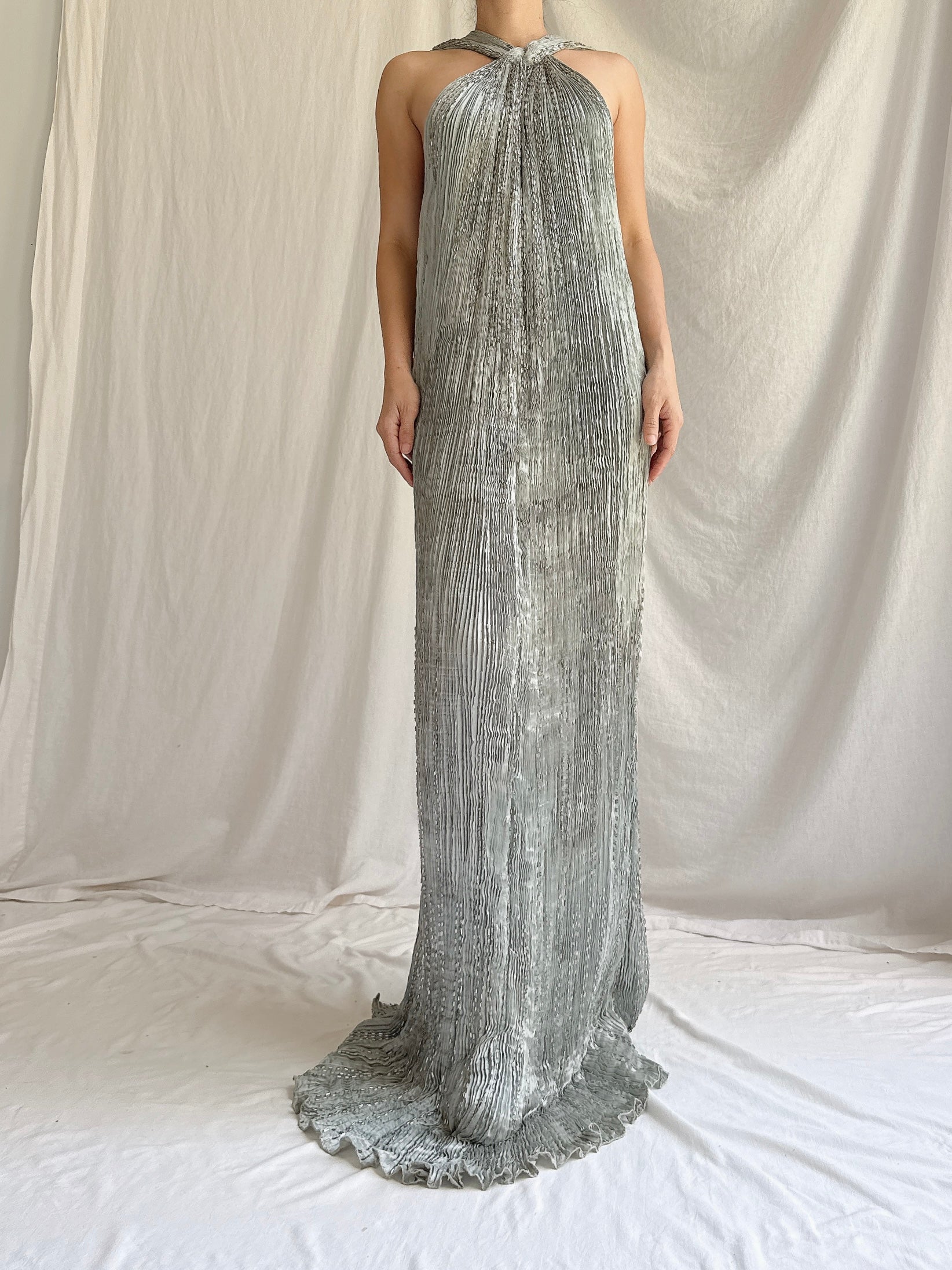 Vintage Patricia Lester Silk Pleated Dress - S-M