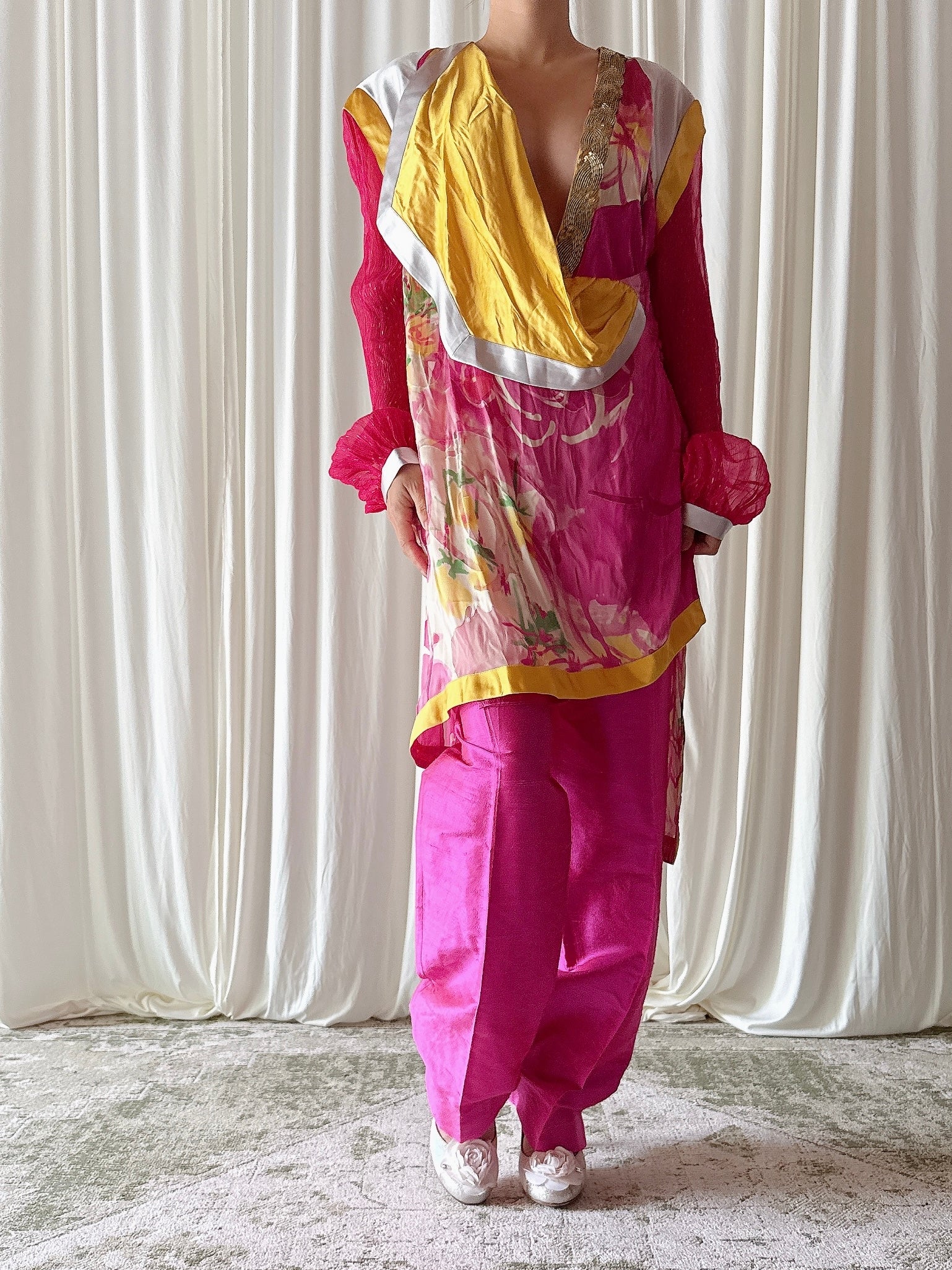 Vintage Bella Marina Studio Pink Yellow 2 Piece Set - IT 46