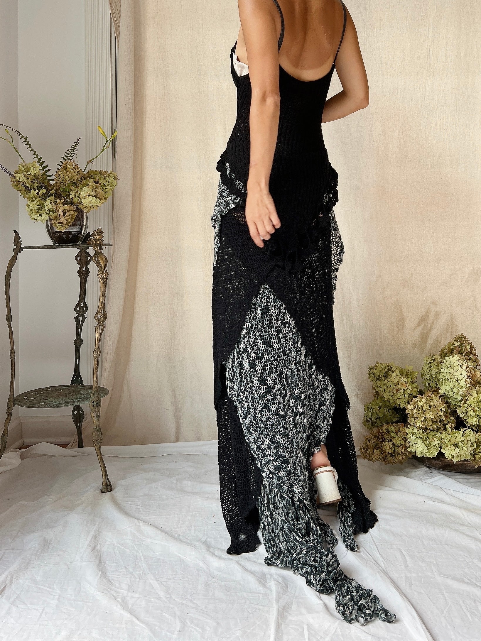 Vintage Handmade Crochet Gown - S