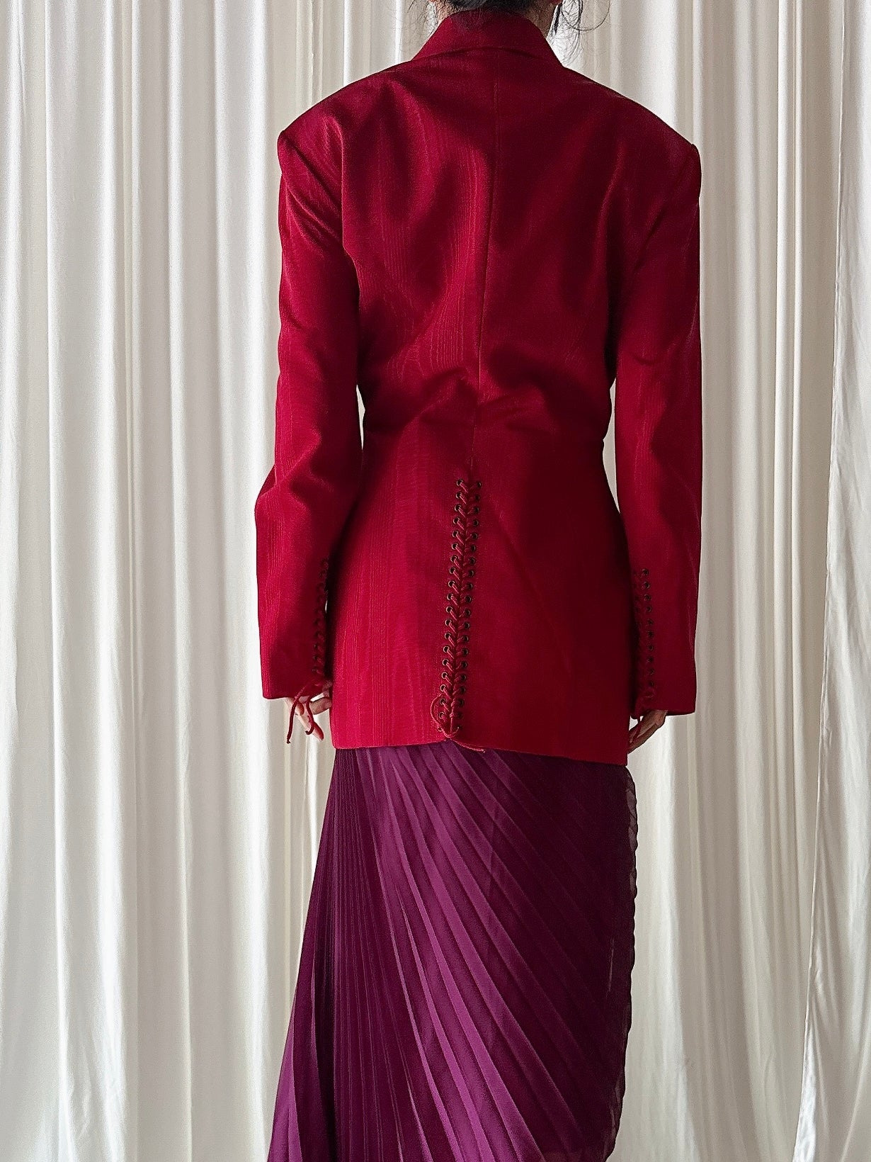 Vintage Nina Ricci Moire Red Jacket - M / 32W