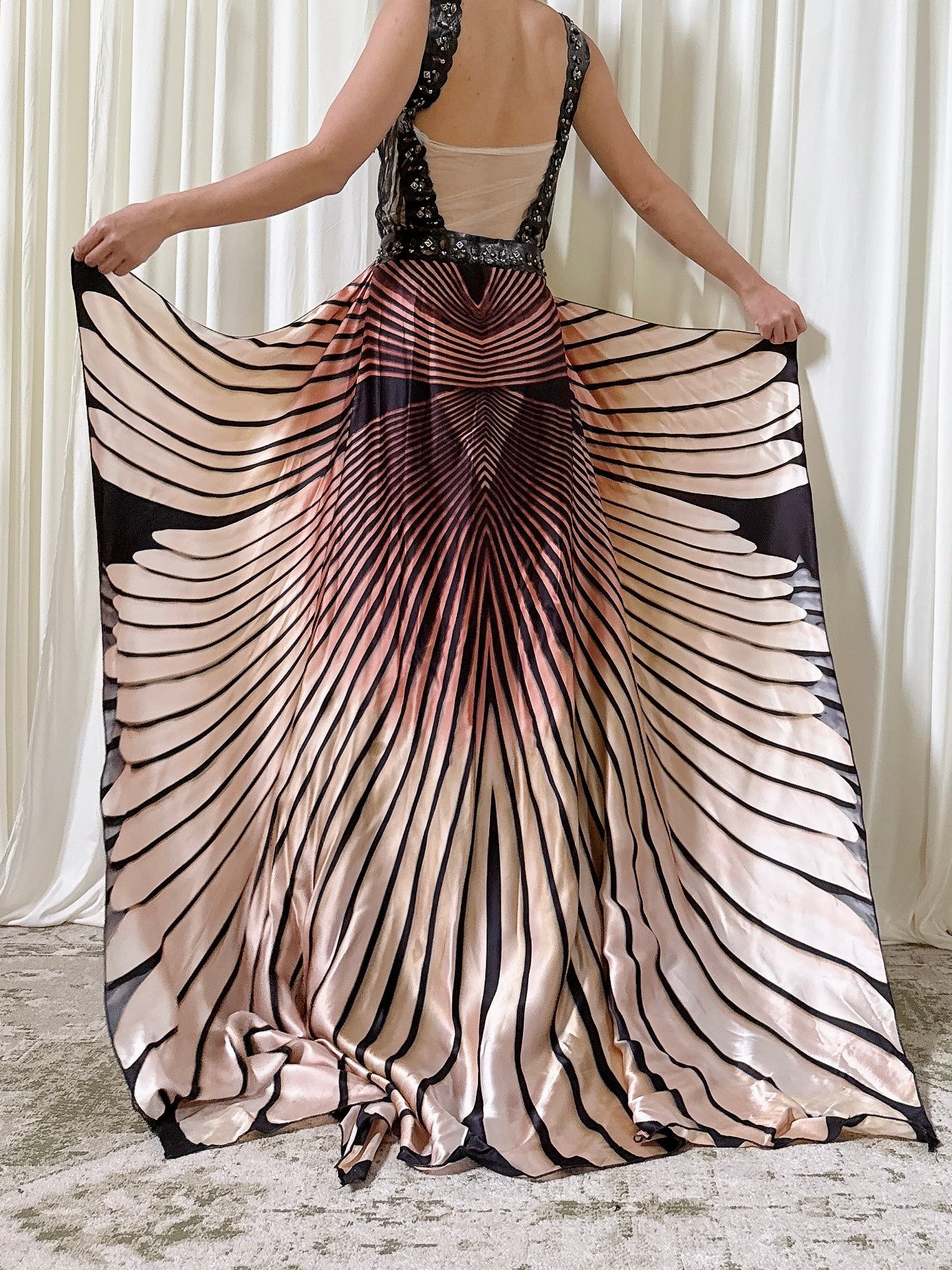 Vintage Silk Butterfly Dress - Size 12