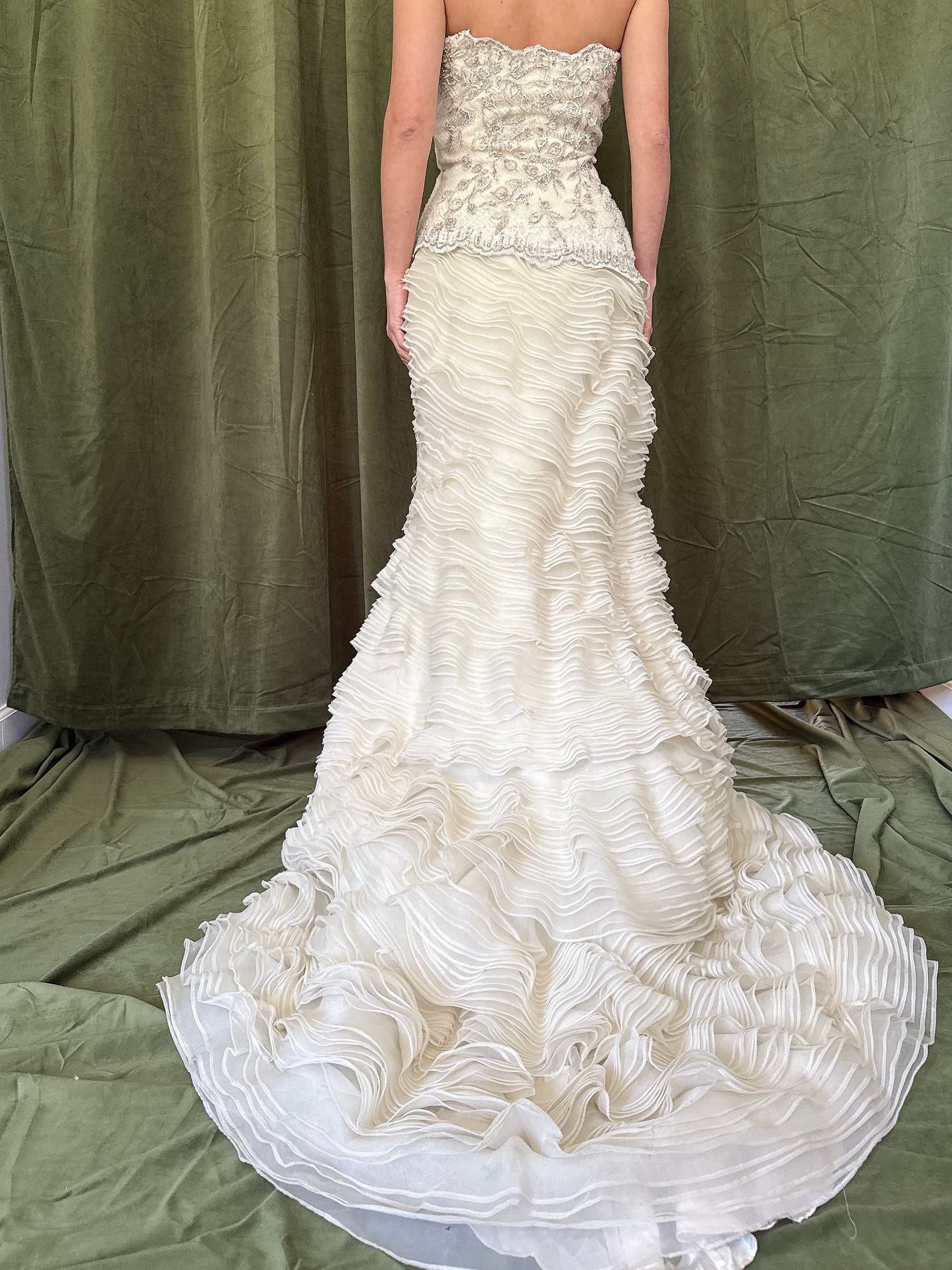 Vintage Ruffle Organza Gown - M