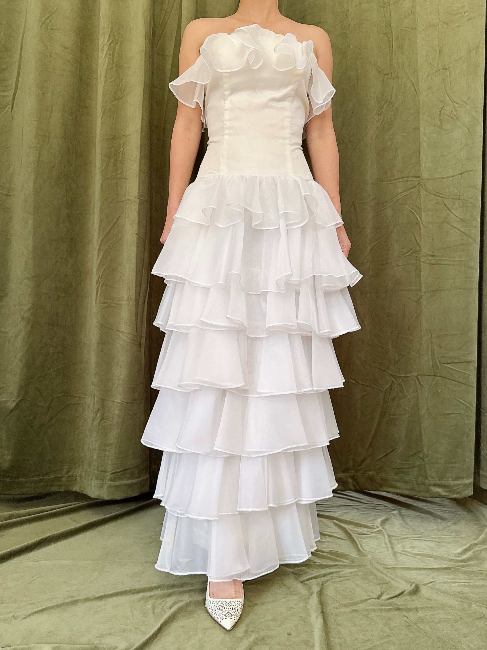 Vintage Strapless Tiered Dress - S/4