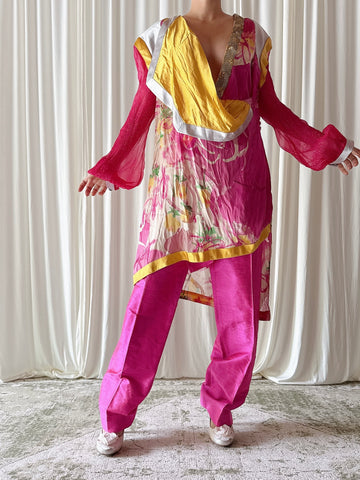 Vintage Bella Marina Studio Pink Yellow 2 Piece Set - IT 46