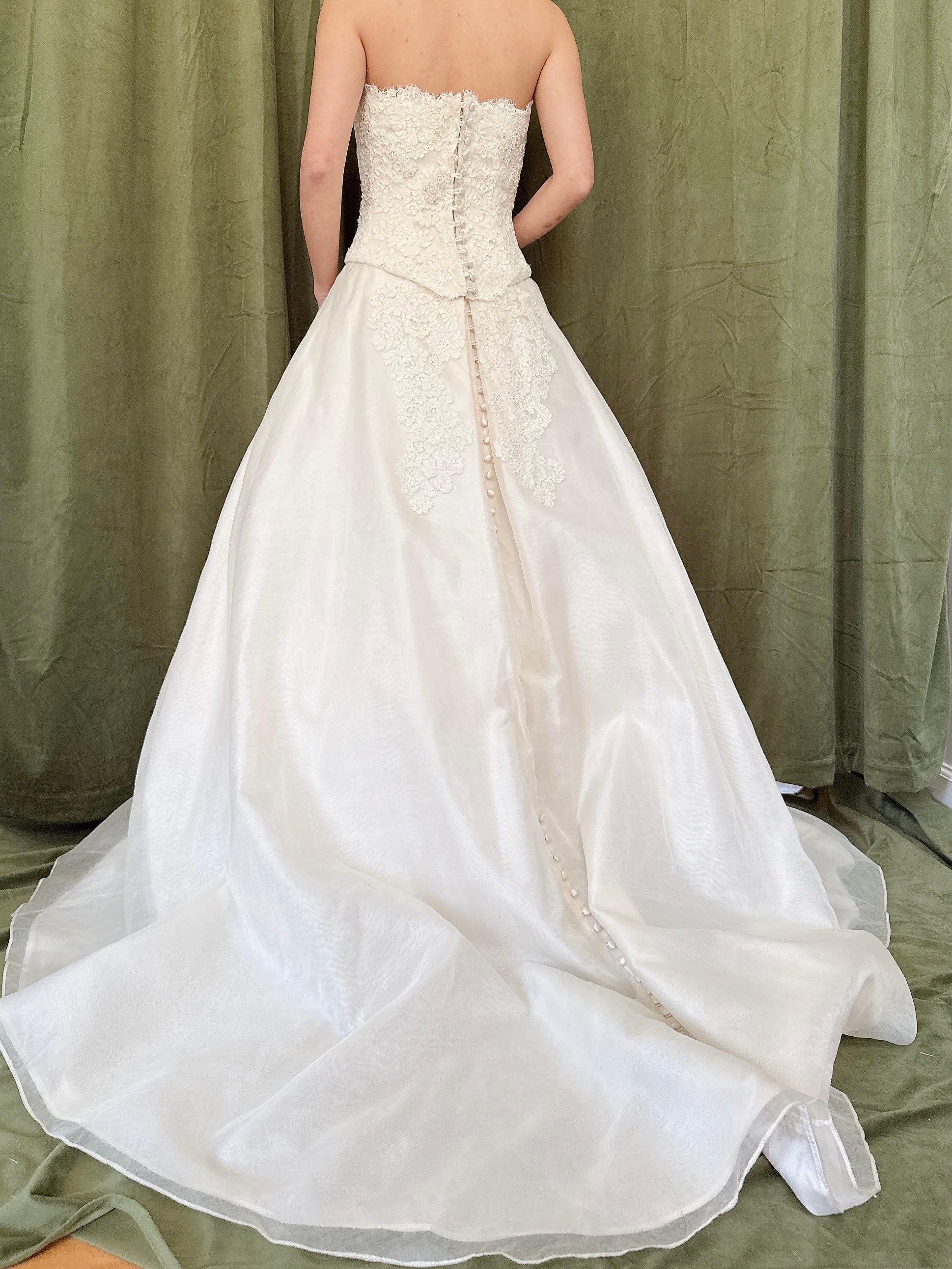 Vintage Silk Organza Lace Bodice Gown - XS/2