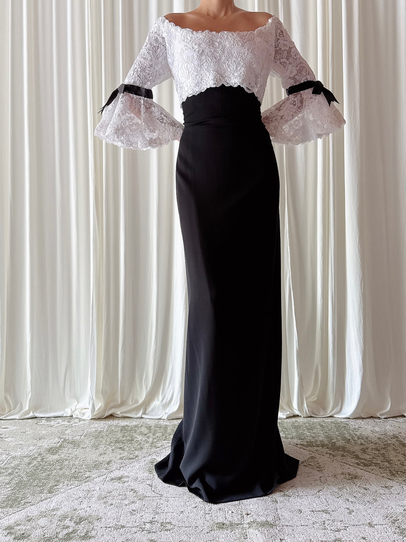 Vintage Belleville Sassoon Lace and Silk Rayon Bodice Dress - UK14