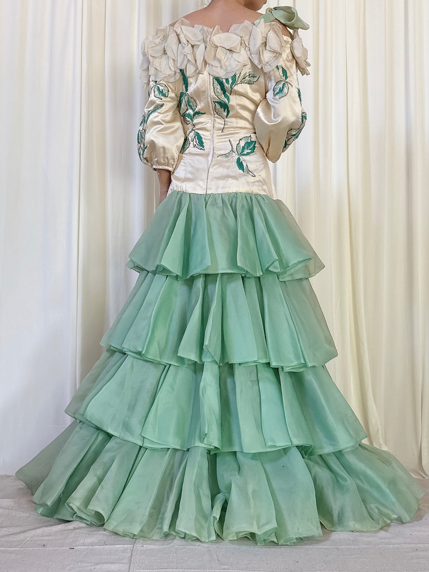 Vintage Nina Ricci Silk Tiered Gown - M/8