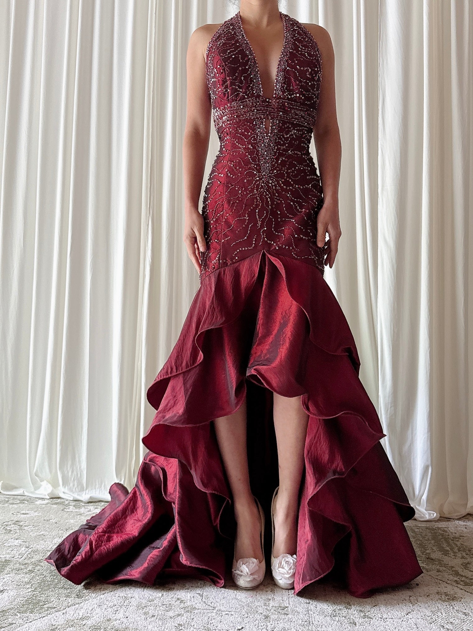 Vintage Alliage Taffeta Ruby Gown - 30W/36B