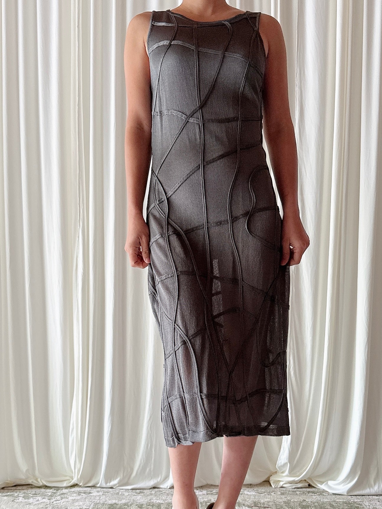 Vintage Nora Attalai Grey Knit Dress - Size 38