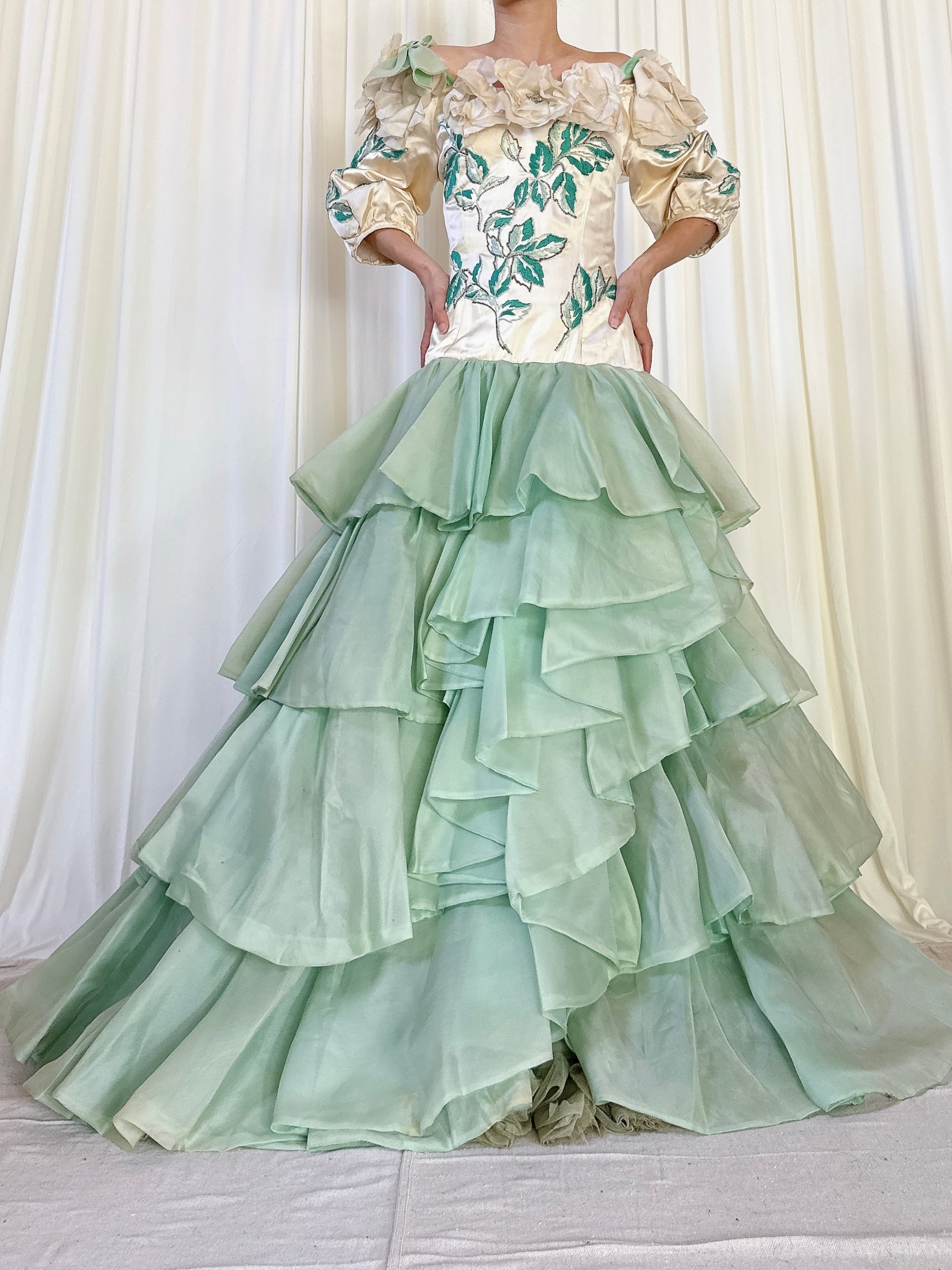 Vintage Nina Ricci Silk Tiered Gown - M/8