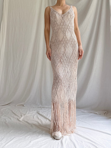 Vintage Sheer Macrame Crochet Dress - S