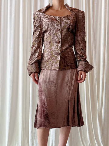 Vintage Paul Vasseur Velvet Brown 2 Piece Set - FR 44