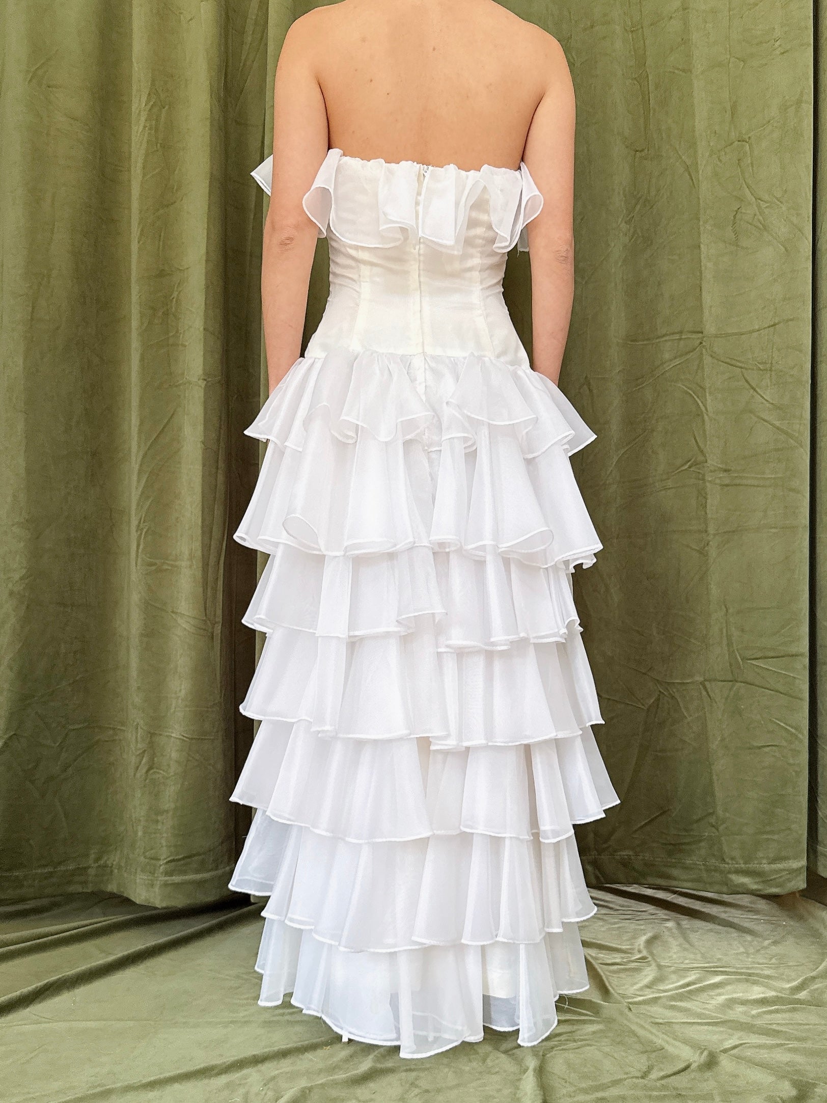 Vintage Strapless Tiered Dress - S/4