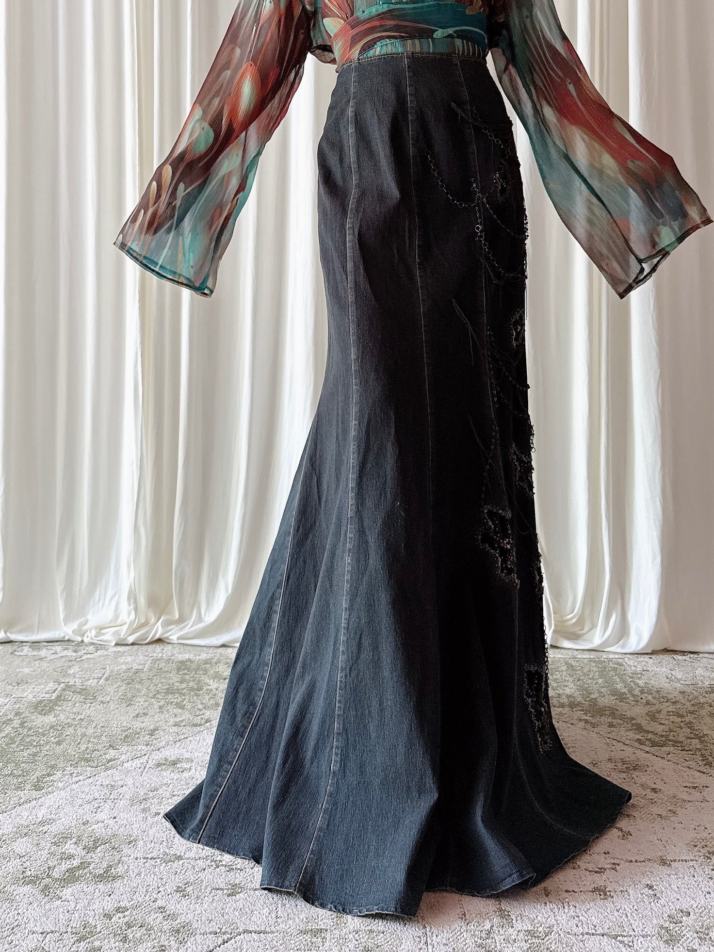 Vintage Roberto Cavalli Denim Skirt - 34W/43L