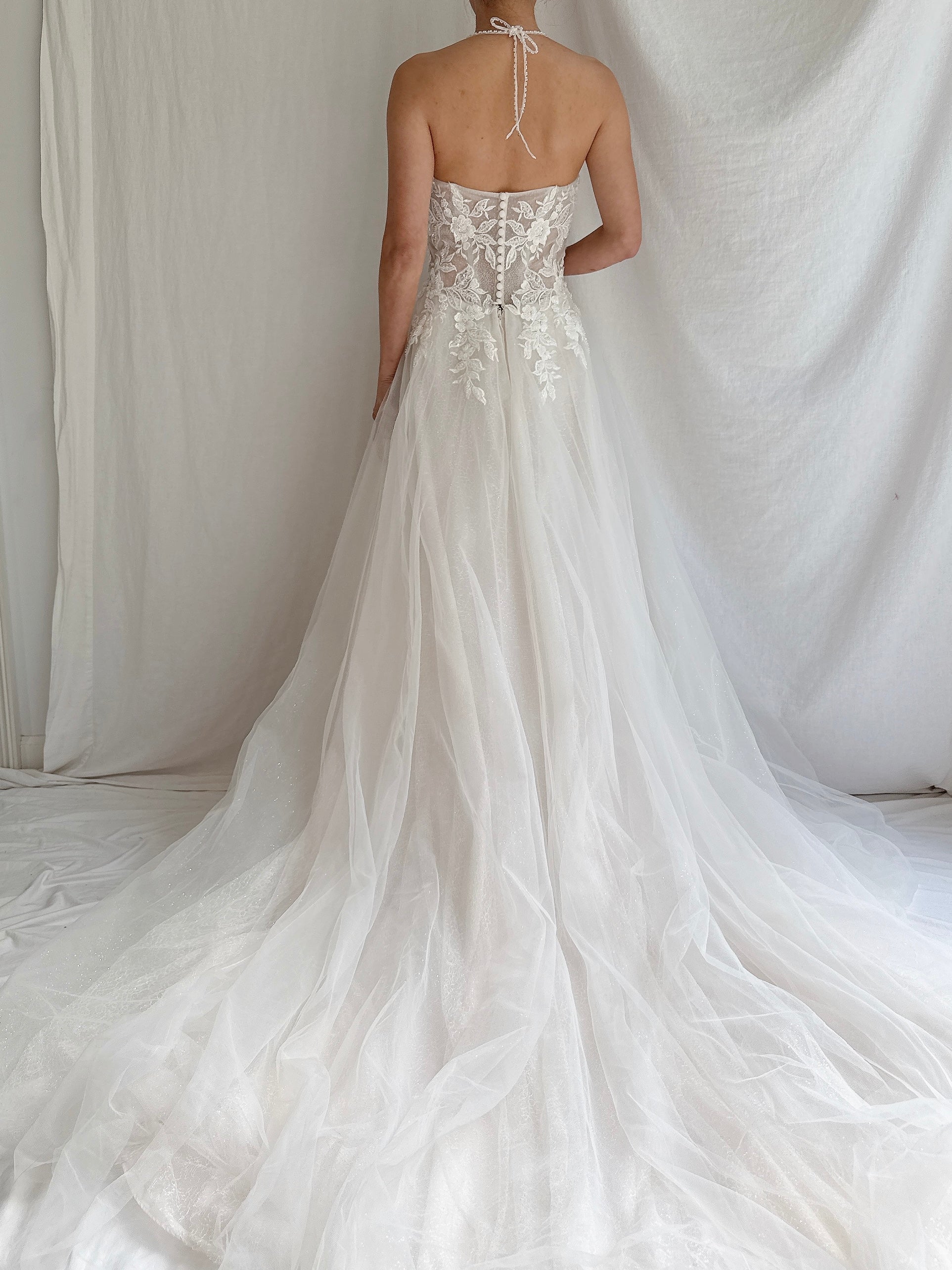 Beaded Tulle Bustier Gown - S/M