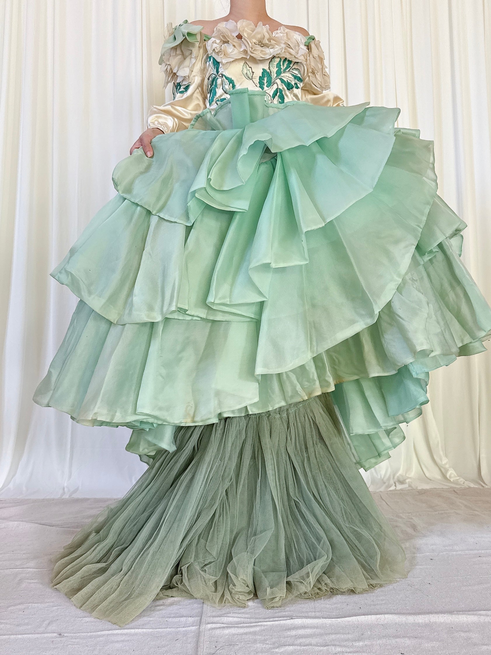 Vintage Nina Ricci Silk Tiered Gown - M/8