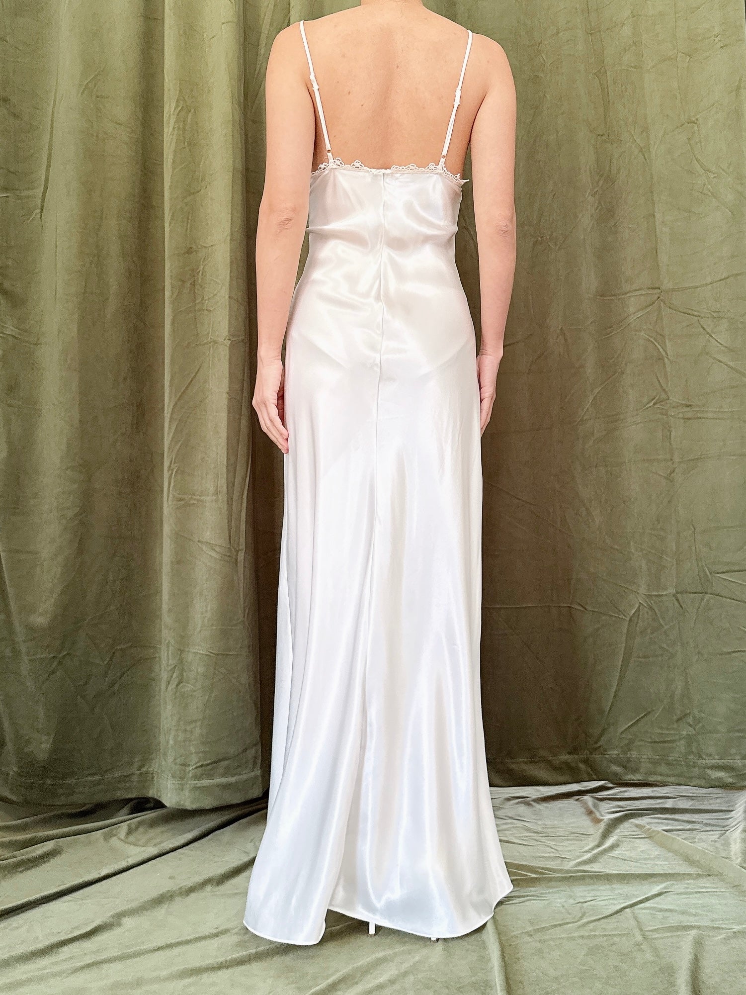 Vintage Front-Split Satin Slip - M