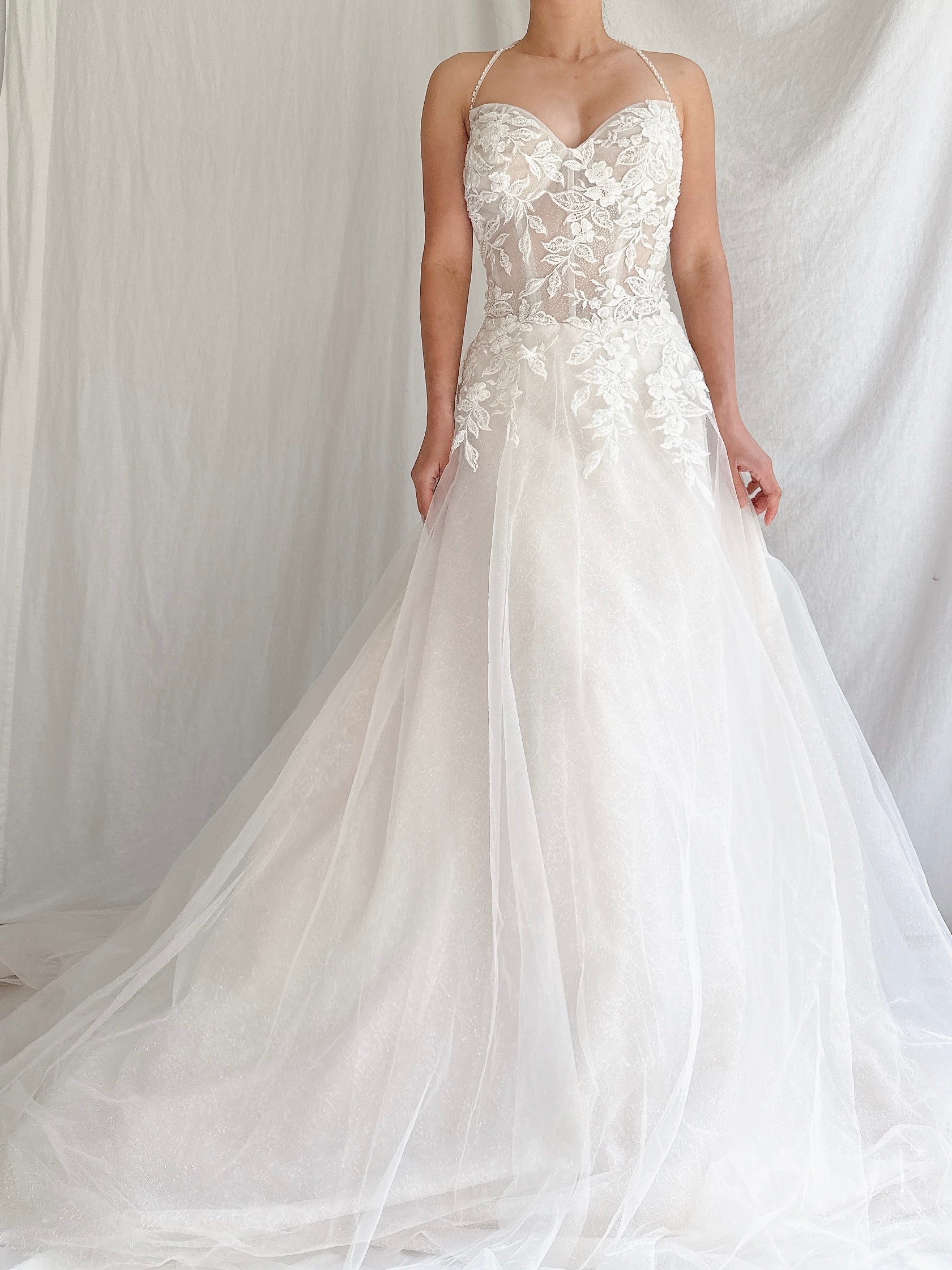 Beaded Tulle Bustier Gown - S/M