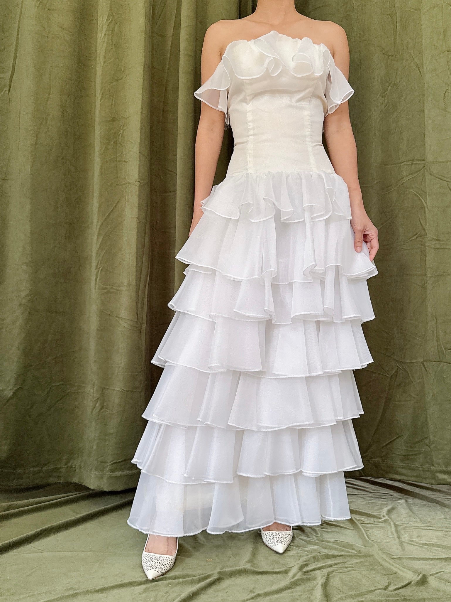 Vintage Strapless Tiered Dress - S/4
