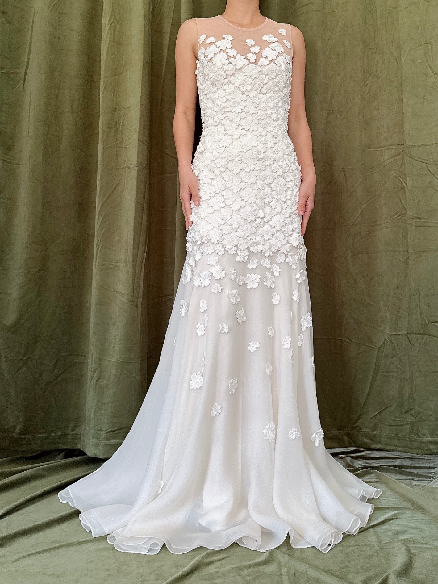 Vintage 3D Flower Silk Organza Dress - XS/2/4