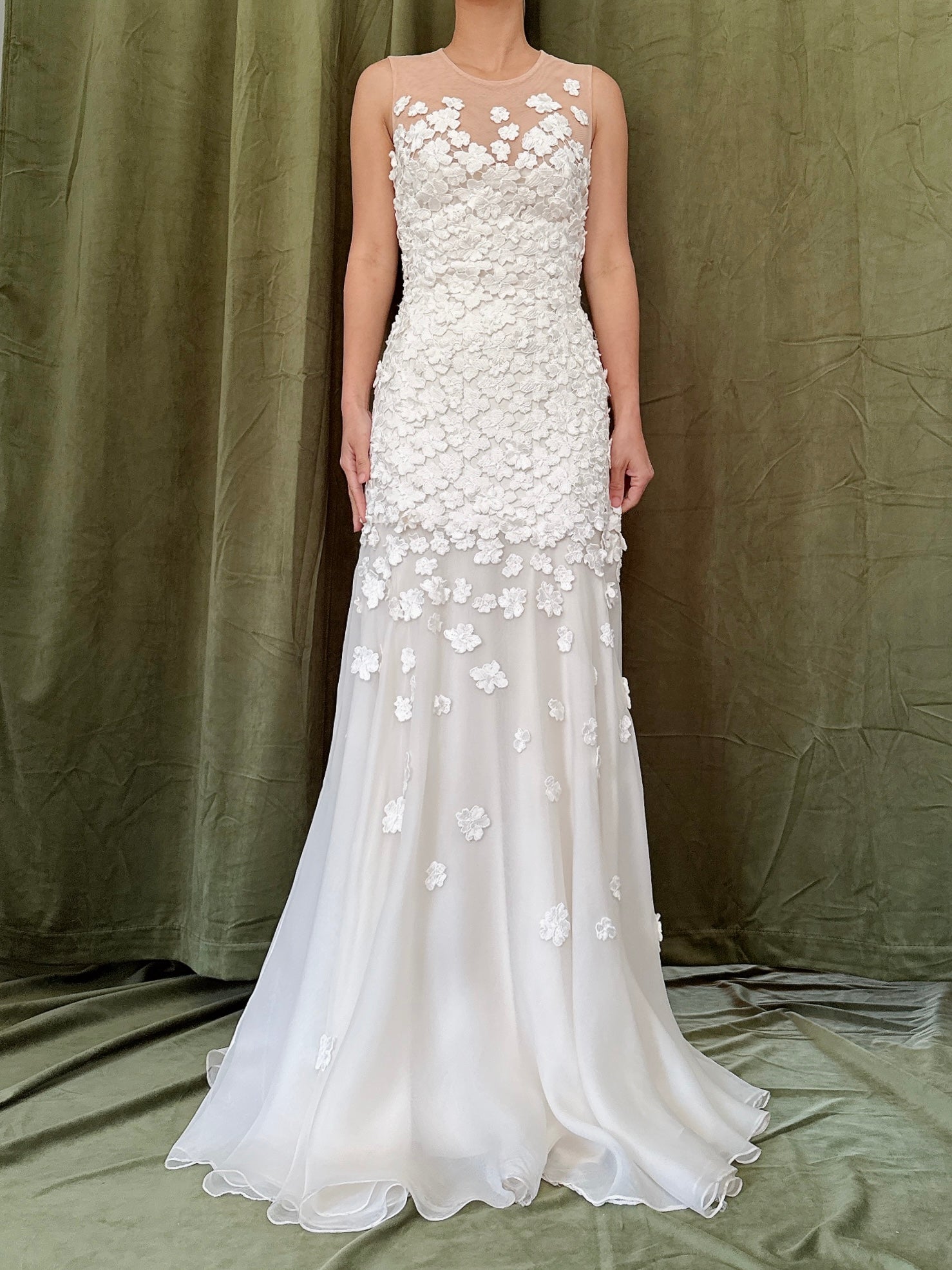Vintage 3D Flower Silk Organza Dress - XS/2/4
