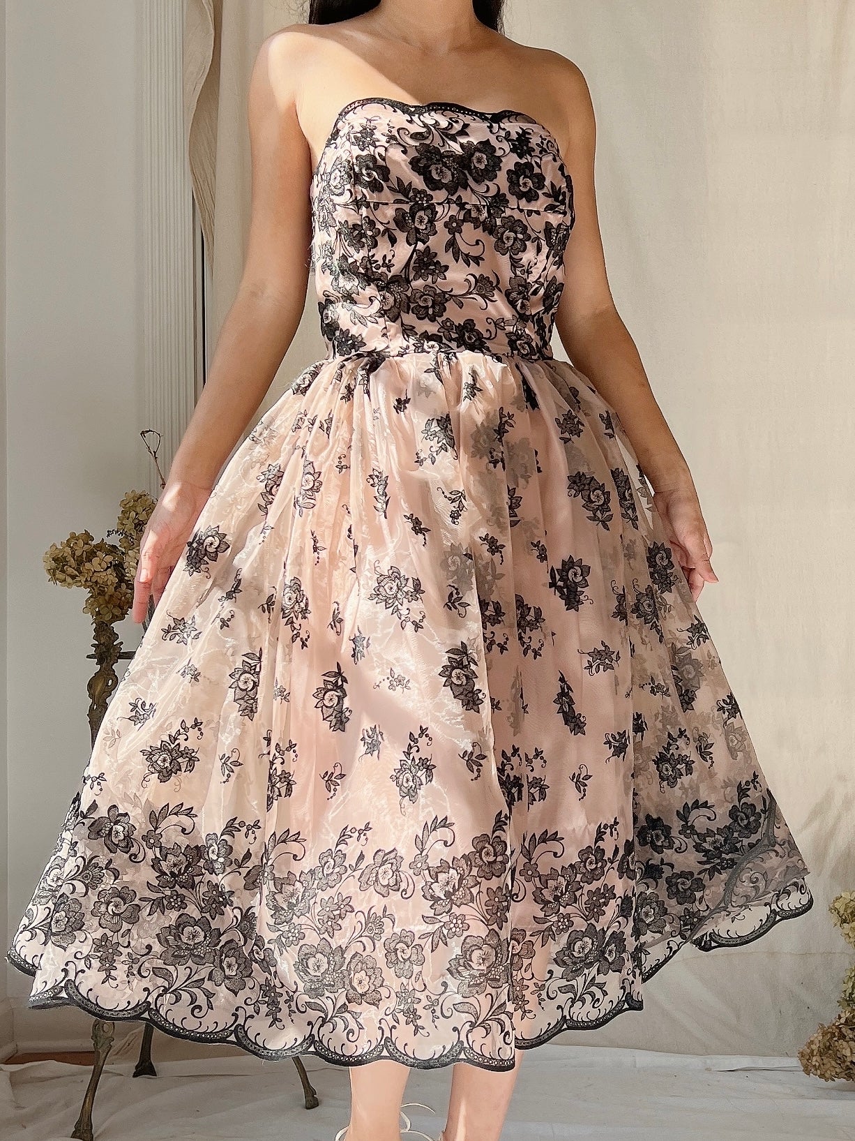 1980s Voile 50s Inspired Dress - XS