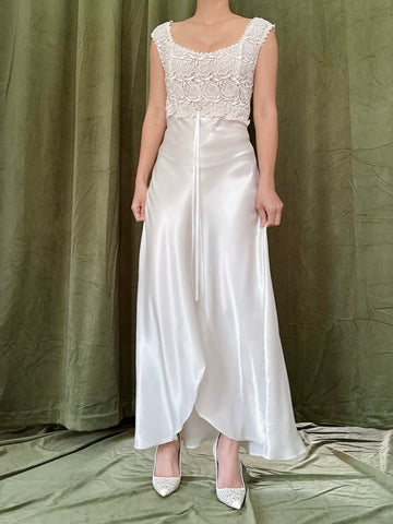 Vintage Embroidered Lace Slip Dress - S-M