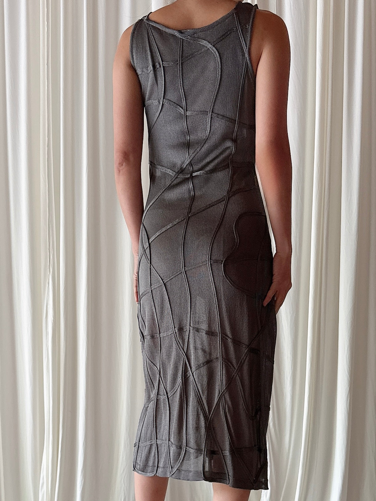 Vintage Nora Attalai Grey Knit Dress - Size 38