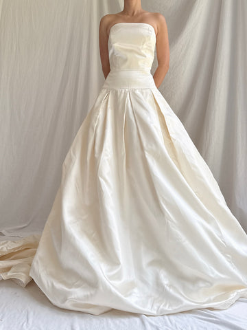 Vintage Silk Strapless Gown - S/M