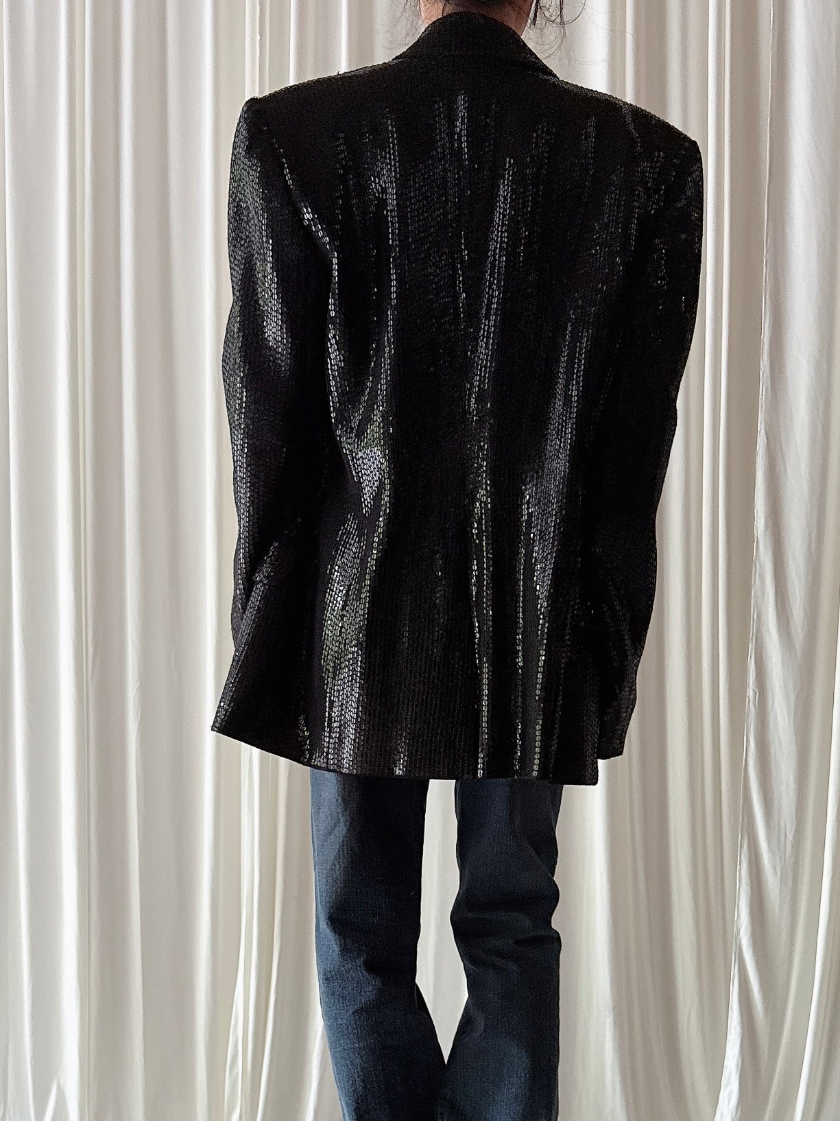 Vintage Jasper Conran Black Sequin Jacket - UK16