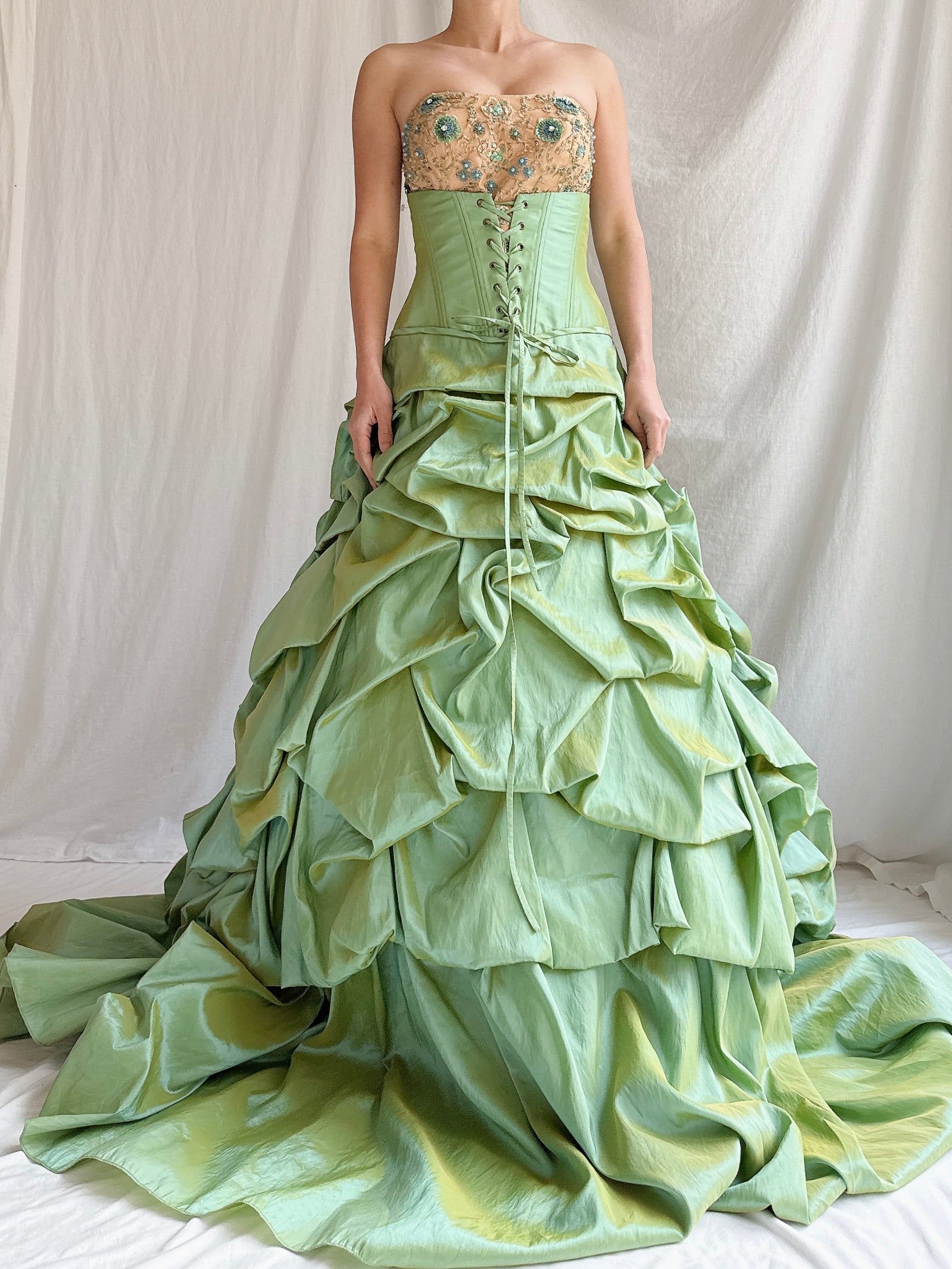 Vintage Alliage Paris Ruche Iridescent Gown - XS-M