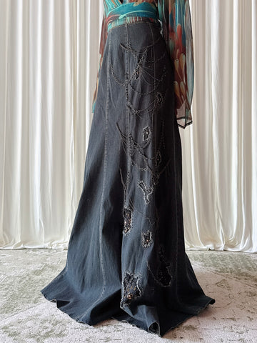 Vintage Roberto Cavalli Denim Skirt - 34W/43L