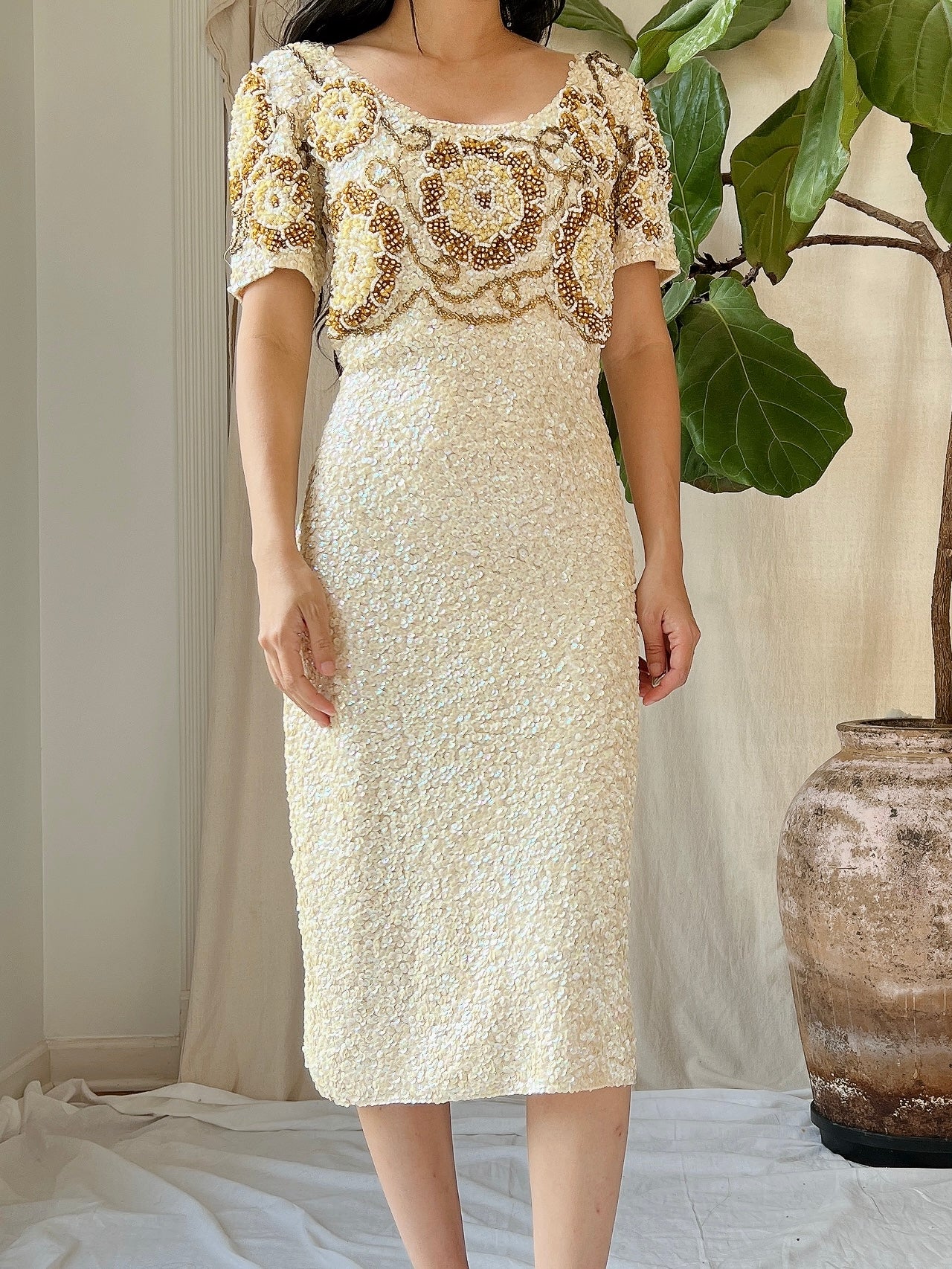 1960s Gene Shelly Beaded Dress - S-M